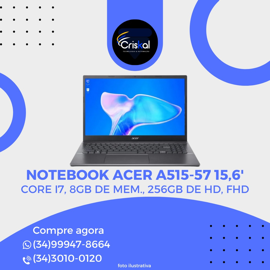 Notebook Acer A515-57 15.6 Core I7 8GB Notebook Acer A515-57 15.6 Core I7 8GB